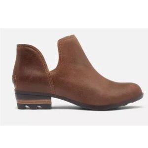 Sorel Womens Lolla II Cut Out Bootie Shoes Brown Leather Waterproof Sz 8